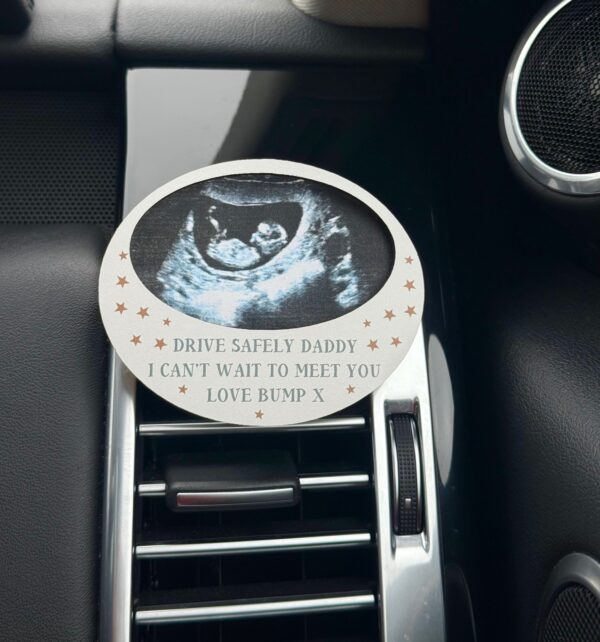 Personalised Baby Bump Scan Picture Car Vent Decoration (PR)