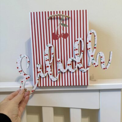 Wooden Name CHERRY PRINT Sign - Various Colour Options