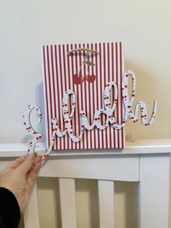 Wooden Name CHERRY PRINT Sign - Various Colour Options