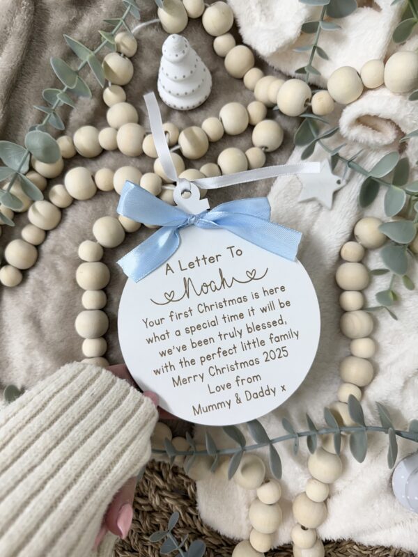 Personalised Your First CHRISTMAS Is Here 2025 Hanging Bauble Decoration Newborn Ornament First Christmas Gift 1st Bauble (WH) 3