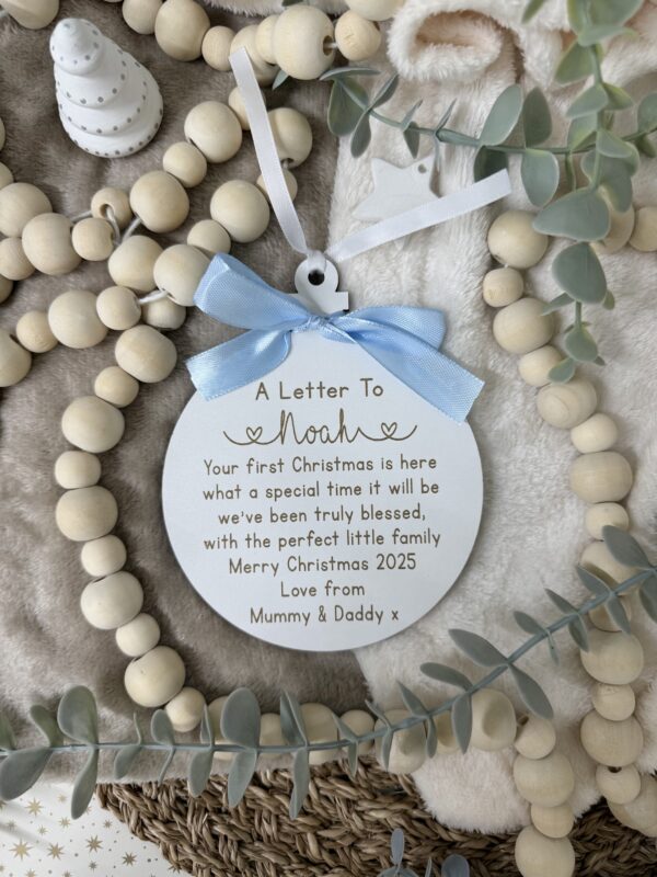 Personalised Your First CHRISTMAS Is Here 2025 Hanging Bauble Decoration Newborn Ornament First Christmas Gift 1st Bauble (WH) 5